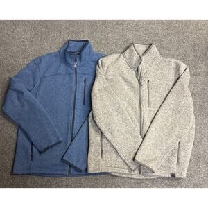 LL Bean Mens XL Blue & Gray Fleece Slightly Fitted Sweater Jacket Lot Of 2